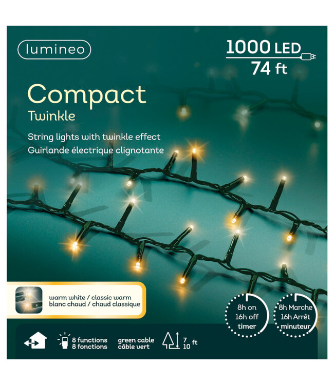 L✨ Lumières compactes LED – Fils vert, lumière blanche chaude pour une ambiance festive ✨