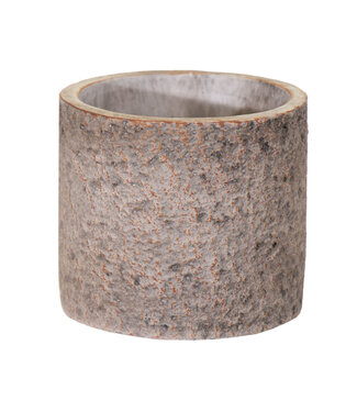 Cache-pot Aswan rond effet pierre brun