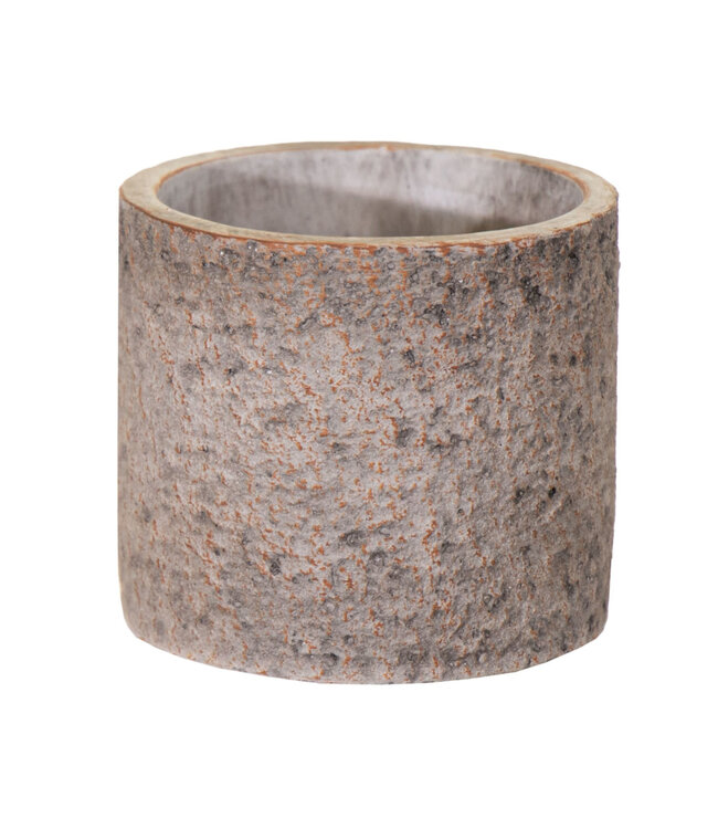 Cache-pot Aswan rond effet pierre brun