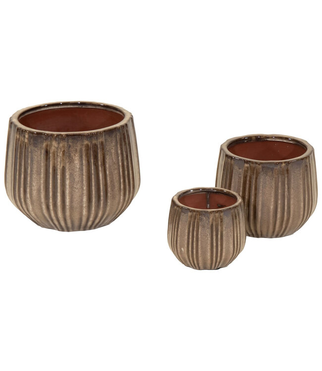 Cache-pot Portly ligné cappuccino