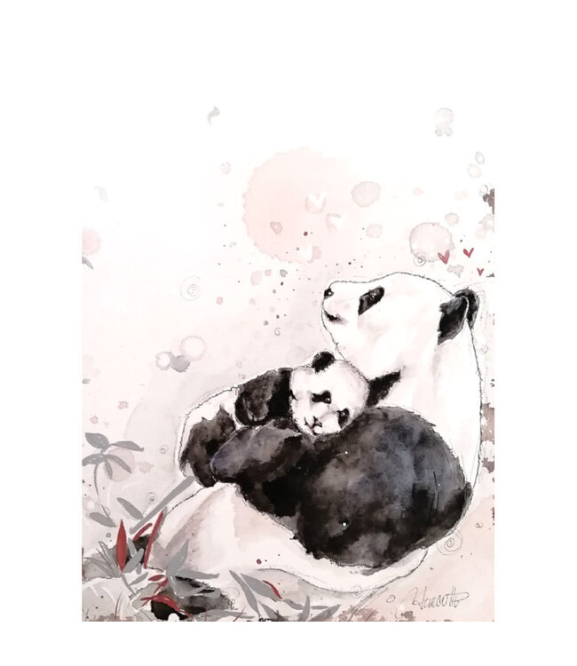 Carte - Maman et bébé pandas