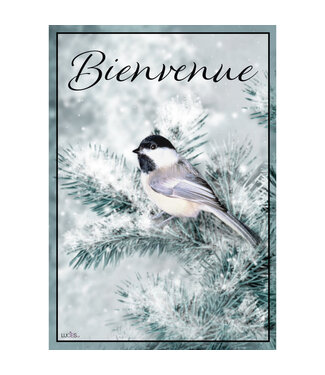 Lucies.ca Drapeau - Bienvenue sapinage et oiseau 28 x 40 po