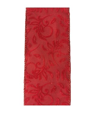 Ruban velours rouge à motifs 2,5 po x 10 vgs