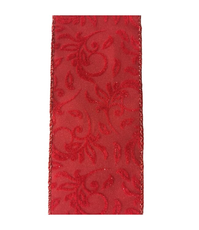 Ruban velours rouge à motifs