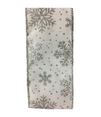Ruban flocons blanc et argent 2,5 po x 10 vgs
