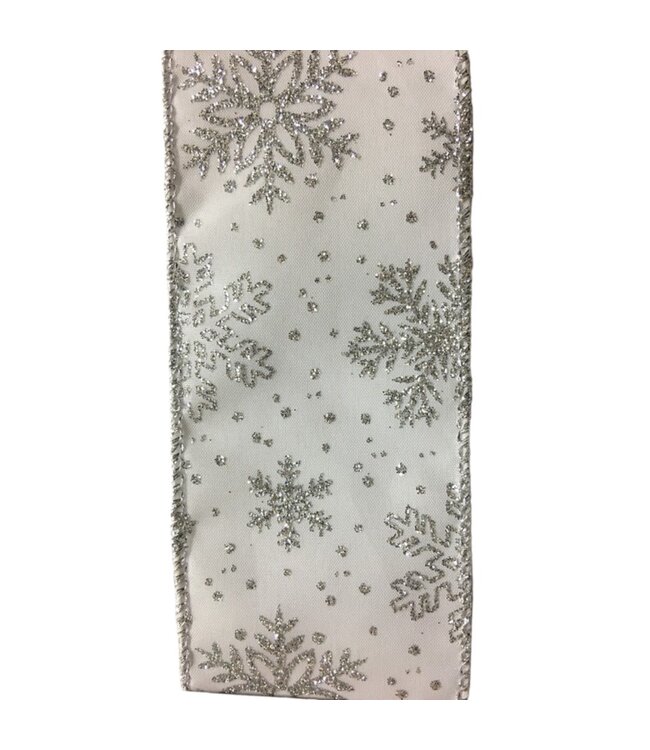 Ruban flocons blanc et argent
