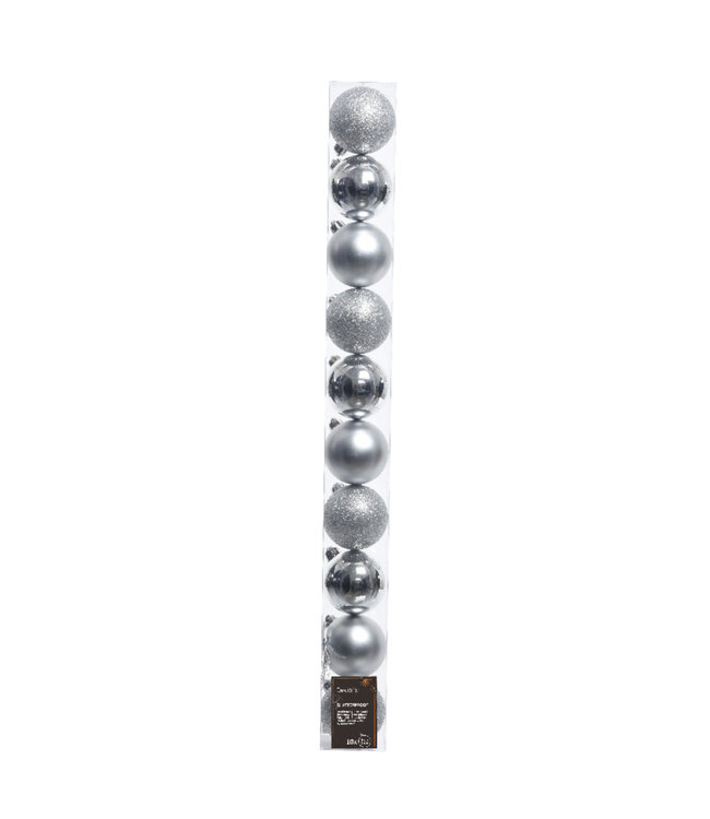 Tube de 10 boules argent mixte 2 po