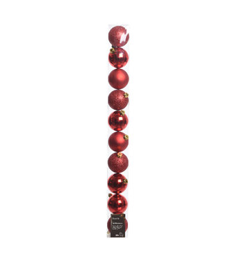 Tube de 10 boules rouge mixte 2 po