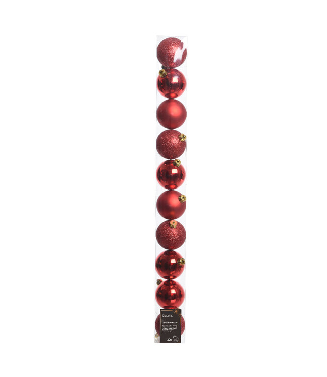 Tube de 10 boules rouge mixte 2 po