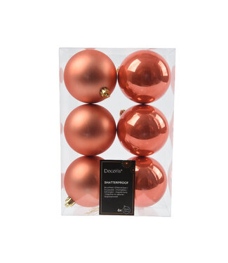 Boules plastique orange brillant/mat 3 po (boîte de 6)