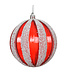 Boule rouge lignée blanche