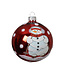 Boule de verre rouge ou verte bonhomme de neige (6 ass.)