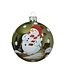Boule de verre rouge ou verte bonhomme de neige (6 ass.)