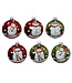 Boule de verre rouge ou verte bonhomme de neige (6 ass.)