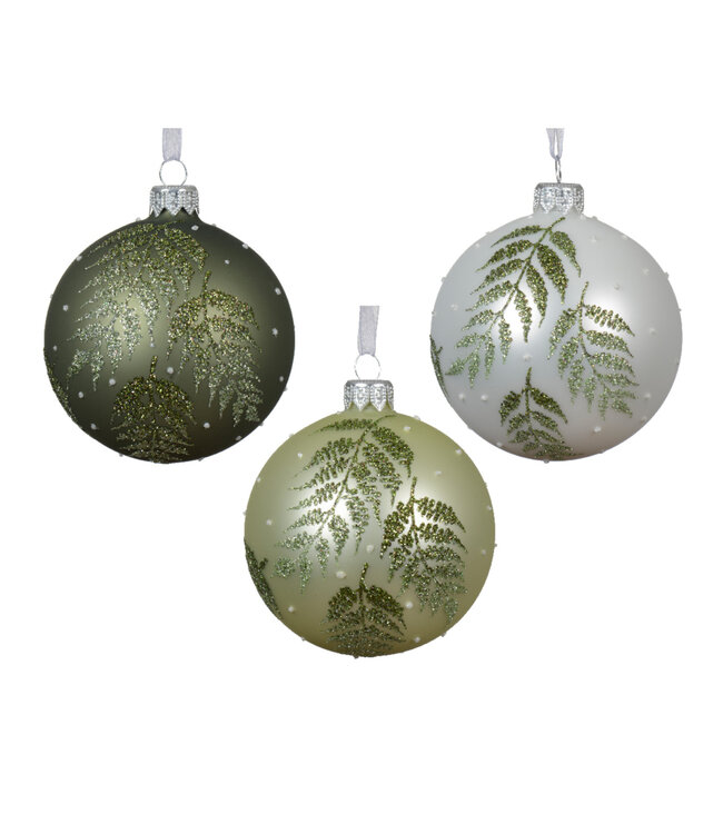 Boules en verre vertes ou blanches (3 ass.)