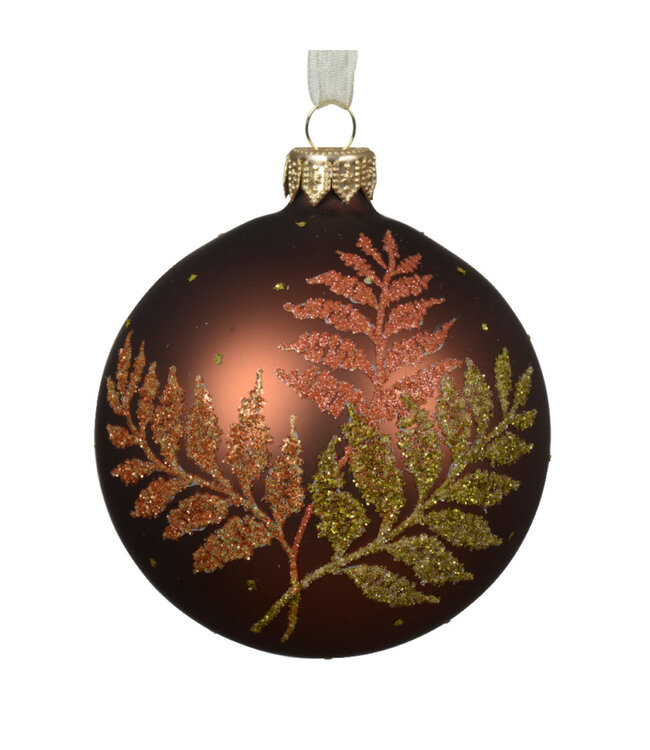 Boule de verre espresso, motif de feuilles 3 po