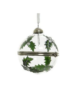 Boule cadeau de Noël feuilles de gui