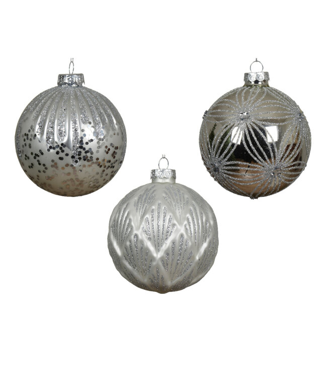 Boules de verre argentées (3 ass.)