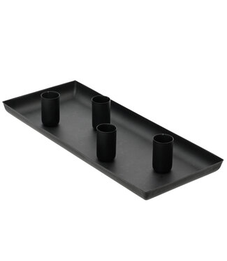 Plateau rectangulaire noir 4 portes chandelles 11,5 po