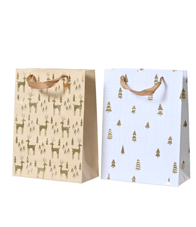 Sac cadeau sapin or