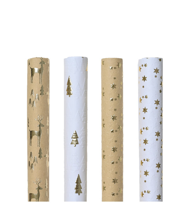 Papier d'emballage or et blanc (4 ass.)