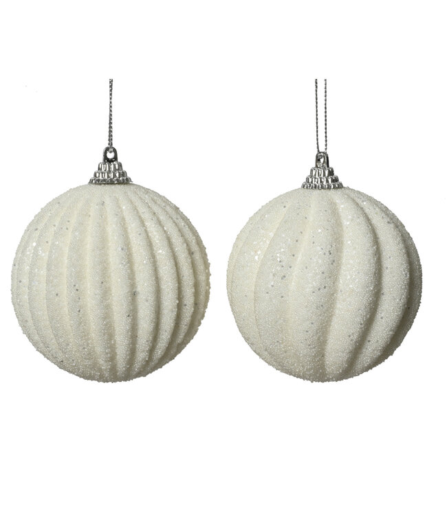 Boule de Mousse Blanc Crème Lignée (2 ass.)