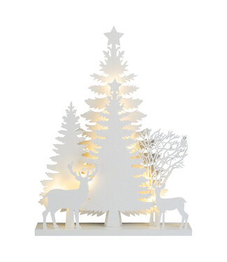 Arbres et chevreuils en bois LED 15,5 po