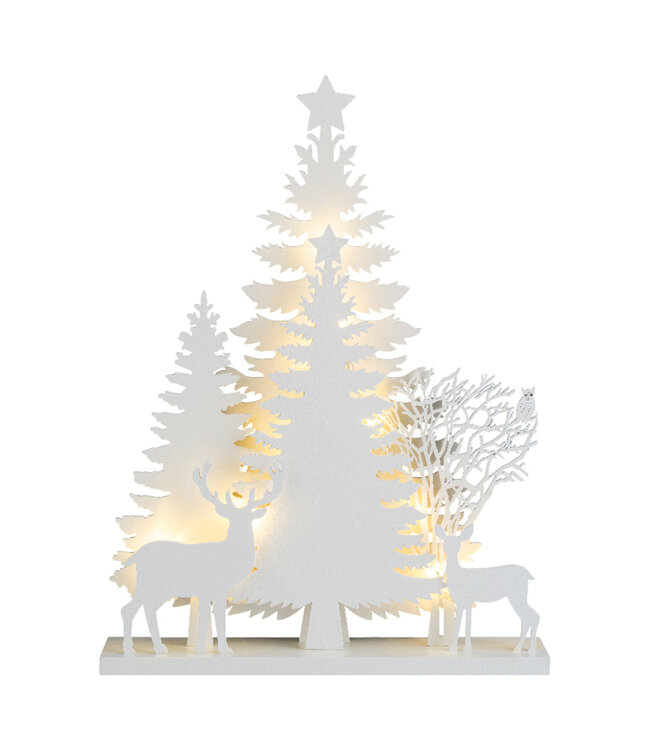 Arbres et chevreuils en bois LED 15,5 po