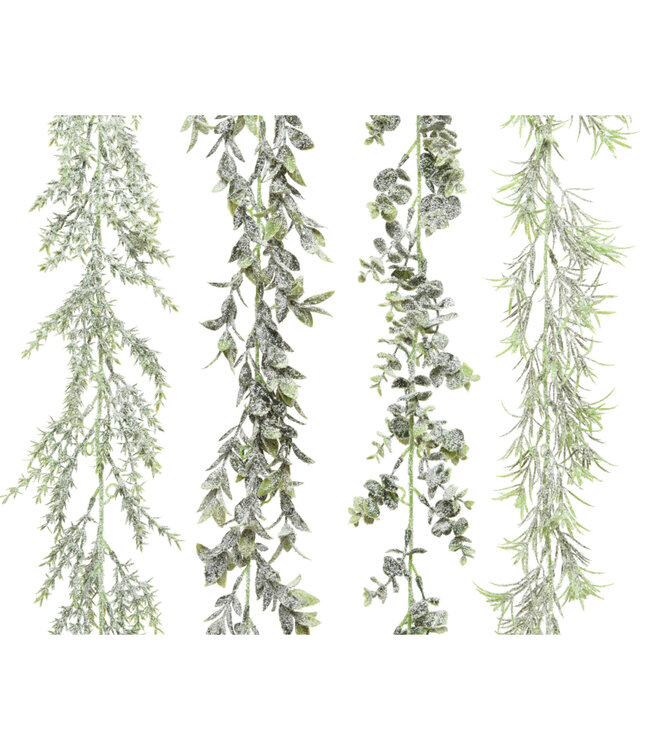 Guirlande de verdure enneigée (4 ass.) | Décoration naturelle  hivernale