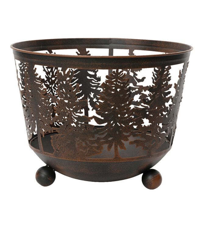 Foyer rouille rond, motif forêt 17,5 po