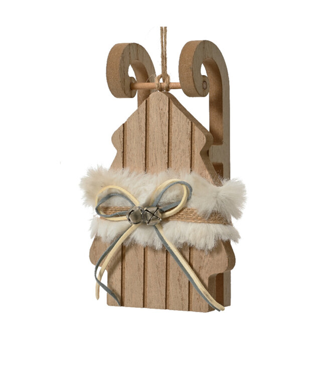 Ornement traineau fourrure et grelots 6,5 po (2 ass.)