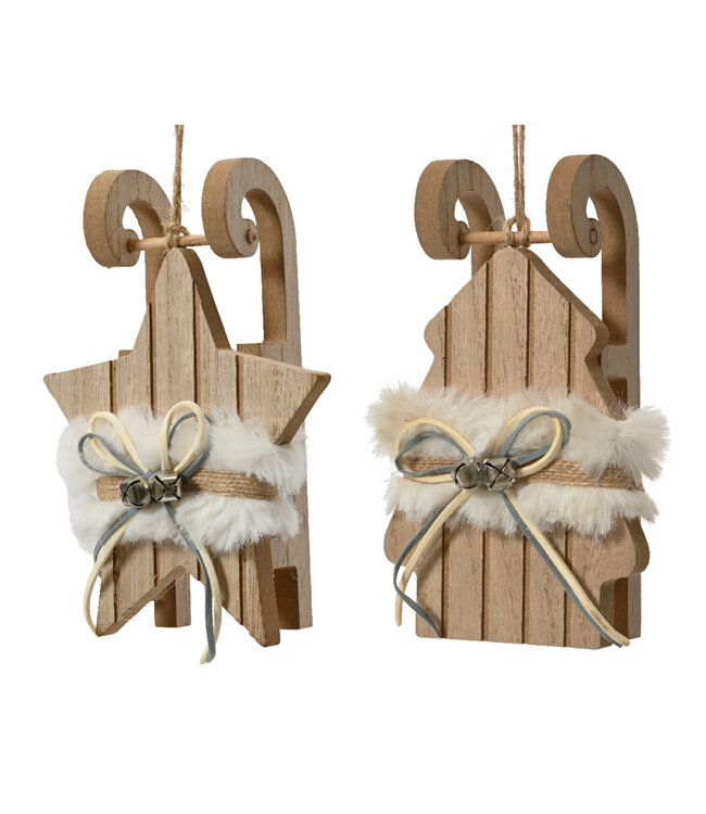 Ornement traineau fourrure et grelots 6,5 po (2 ass.)