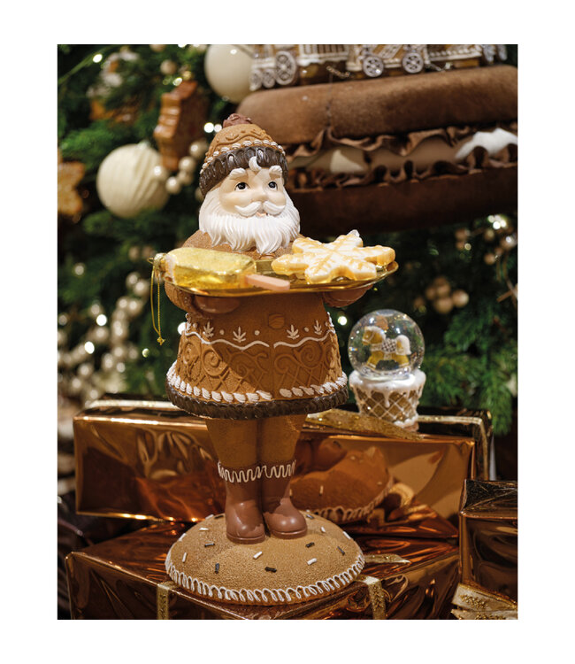 Père-Noël pain d'épices avec plateau 13,5 po
