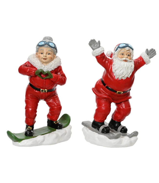 Figurine mère Noël en planche à neige 7,5 po