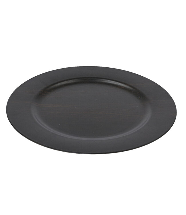 Assiette effet bois brun foncé 13 po
