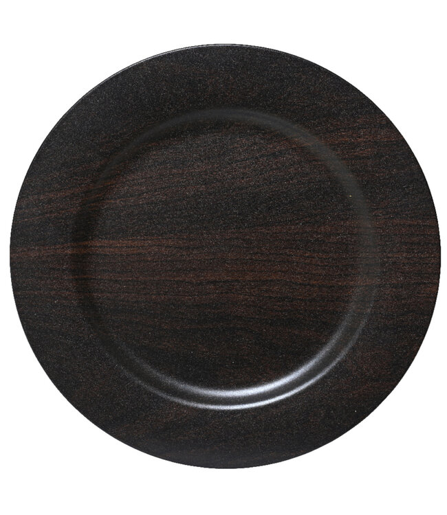 Assiette effet bois brun foncé 13 po