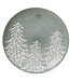 Assiette à diner verte motifs de sapins 10,5 po