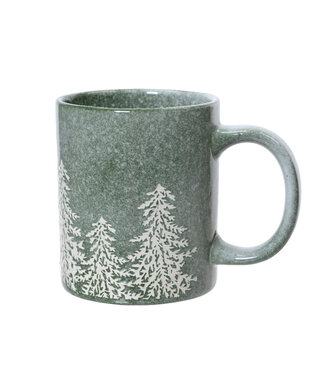 Tasse vert motifs de sapins 5 po