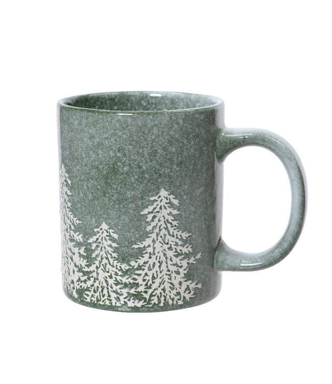 Tasse vert motifs de sapins 5 po