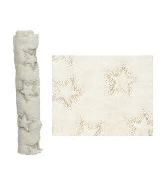 Chemin de table étoile fourrure blanc et or 6,5 pi