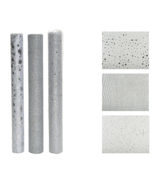 Chemin de table brillant argent 6,5 pi (3 ass.)