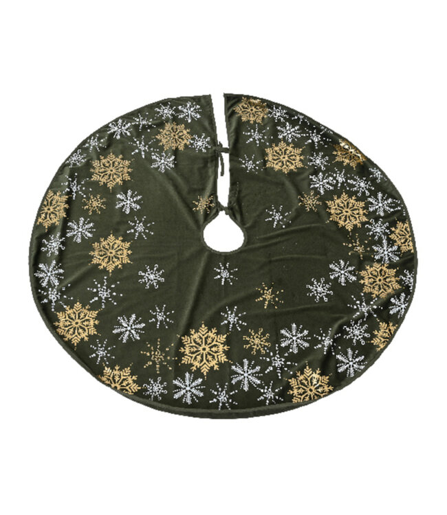 Jupe de sapin vert foncé et flocons 39,5 po