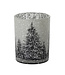 Porte votive sapins enneigés gris