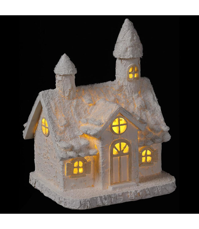 Maison blanche enneigée LED 9,5 po