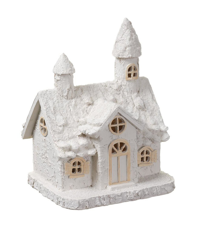 Maison blanche enneigée LED 9,5 po