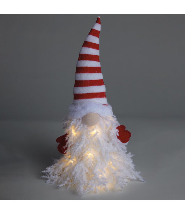 Gnome chapeau rayé blanc et rouge LED