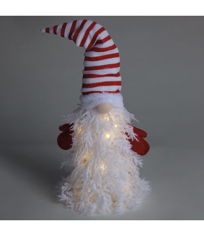 Gnome chapeau rayé blanc et rouge LED