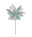 Tige de poinsettia aqua et argent 20 po
