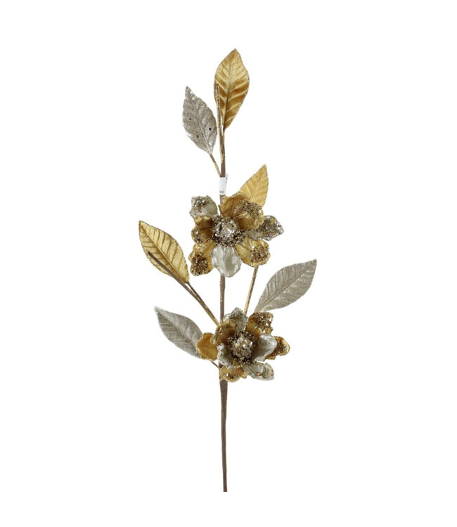 Tige de magnolia or et argent 28 po