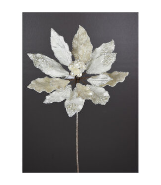 Tige poinsettia beige avec perles 18 po